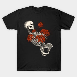 red spider lily and skeleton design T-Shirt